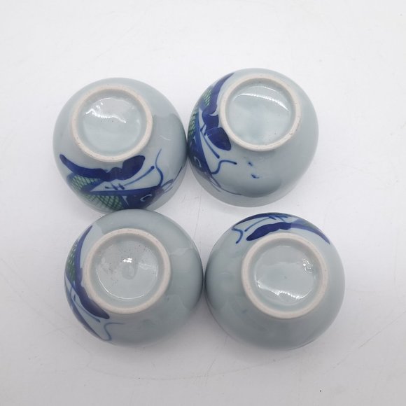 Four Sake or Tea Cups New Vintage Fish Theme - Picture 6 of 10